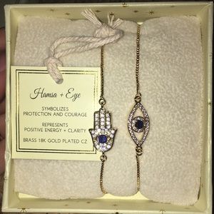 18k gold plated CZ bracelet, set of 2 by eye candy